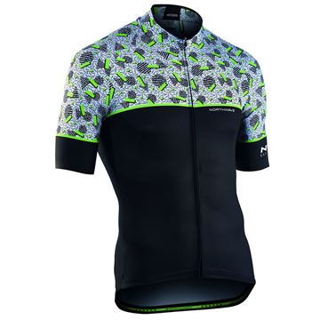 Picture of NORTHWAVE FRESH SHORT SLEEVE JERSEY | BLACK/GREEN - XL